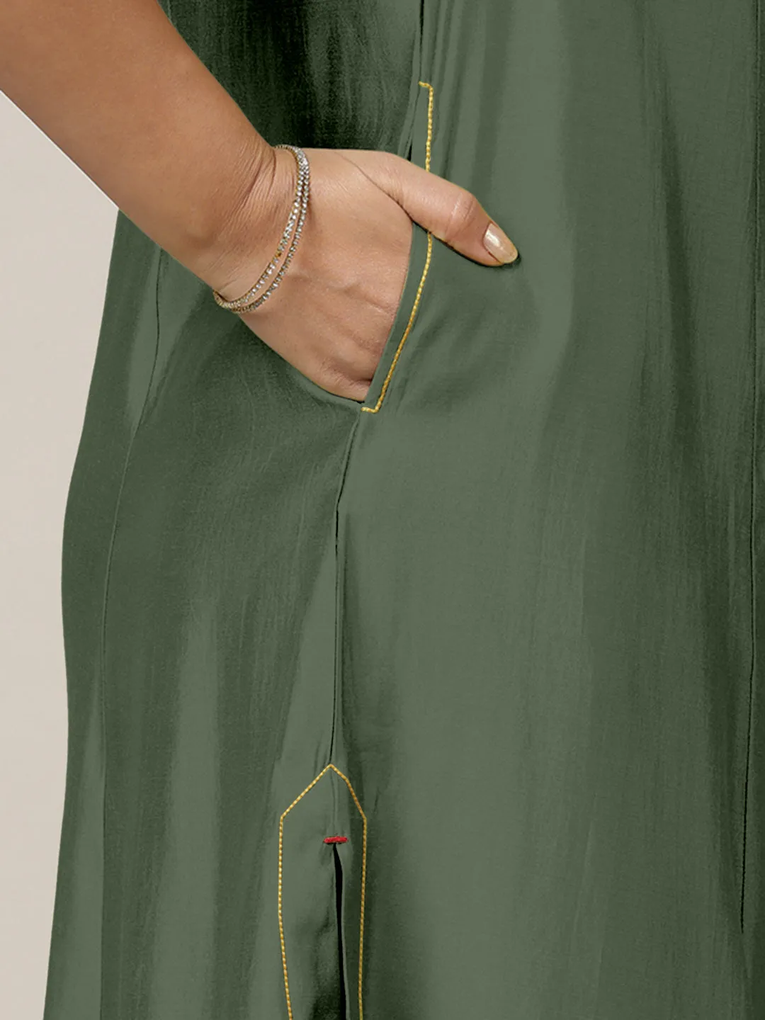 Mirha x Rozaana | A Line Kurta in Pine Green with Thread Work | Coords or Only Kurta
