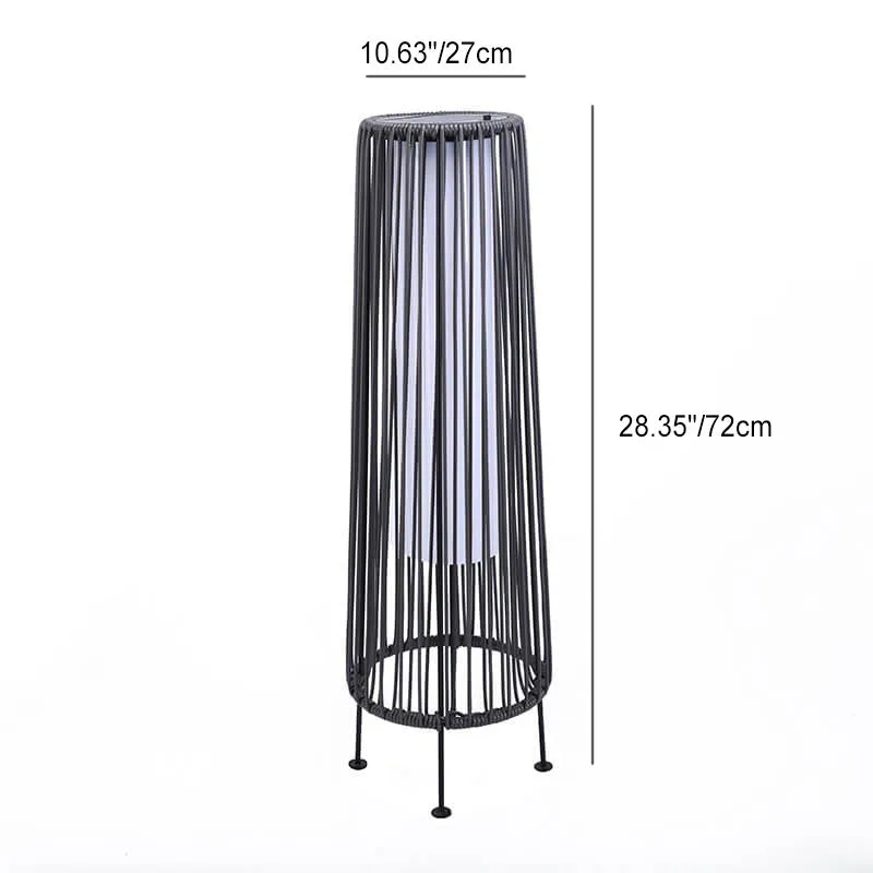 Modern Shabby Chic Solar Round Trapezoidal Iron Rattan Wicker LED Outdoor Light For Outdoor Patio