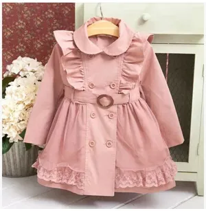 Mqtime Baby Girls Windbreaker Spring Jackets For Girls Trench Coats and Raincoats Coat Children Outerwear For 2-7Yrs Girls Clothes
