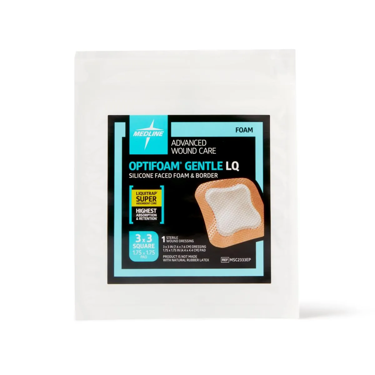 Optifoam Gentle Silicone-Faced Foam Dressing, 3" x 3" (box of 10)