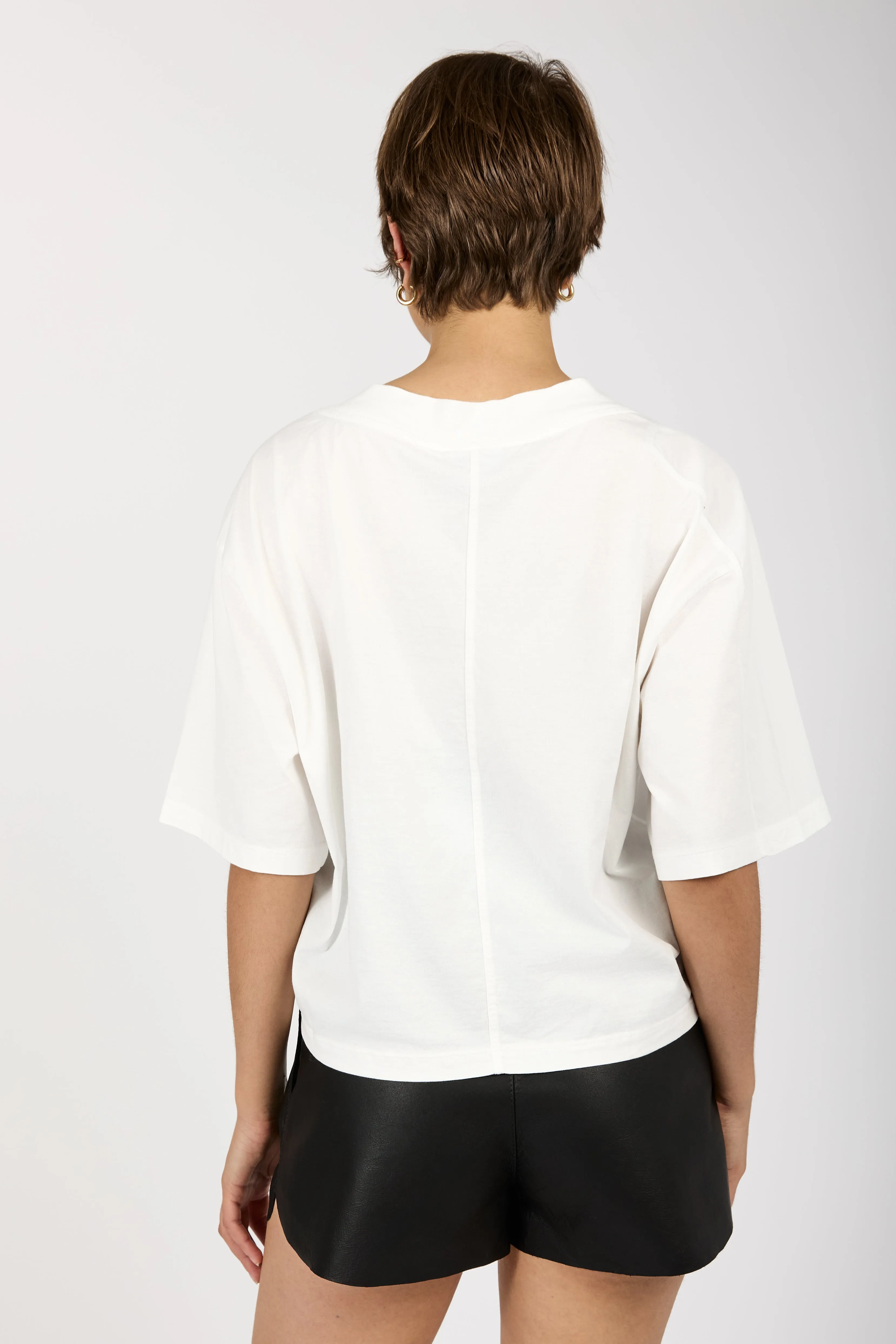 Oversized V-Neck Top in Bianco