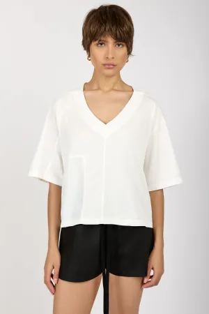 Oversized V-Neck Top in Bianco