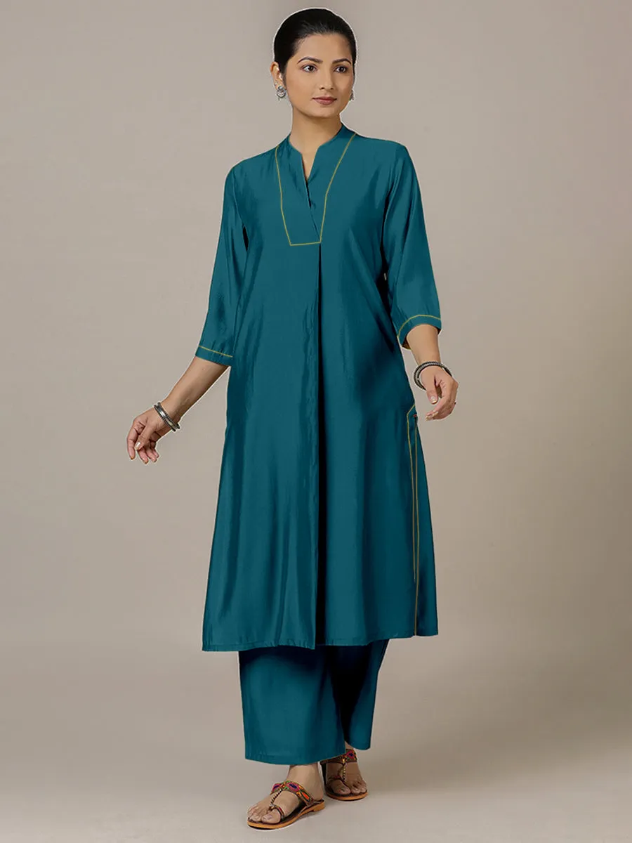 Paakhi x Rozaana | A Line Kurta in Crystal Teal with Thread Work | Coords or Only Kurta