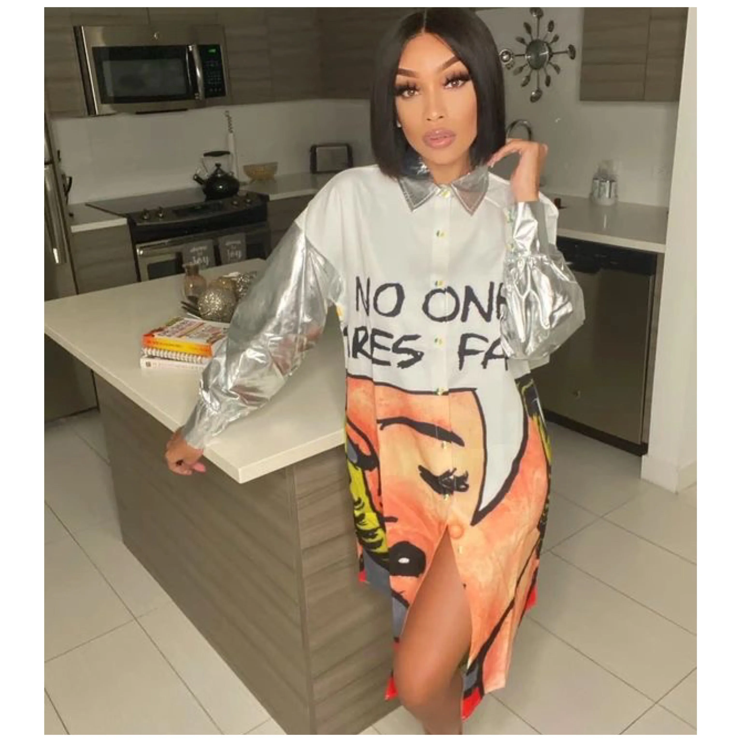 Quinn No One Cares Shirt Dress