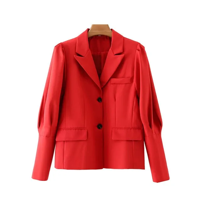 RED BLAZER WITH GIGOT SLEEVES