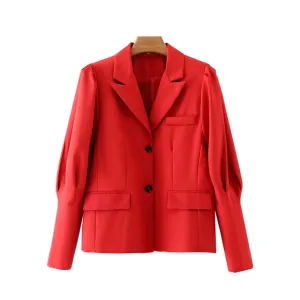 RED BLAZER WITH GIGOT SLEEVES