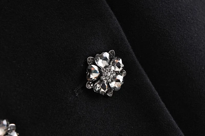 RHINESTONE BUTTONS VELVET BLAZER