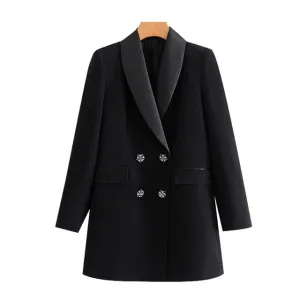 RHINESTONE BUTTONS VELVET BLAZER