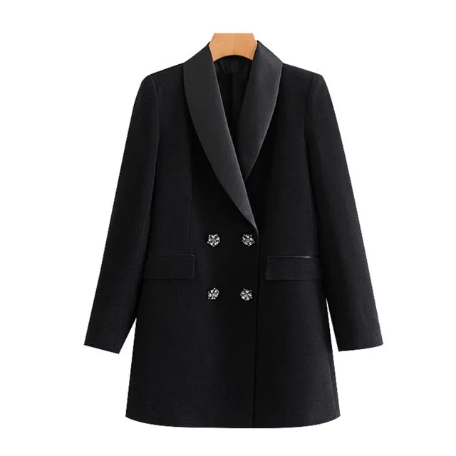 RHINESTONE BUTTONS VELVET BLAZER