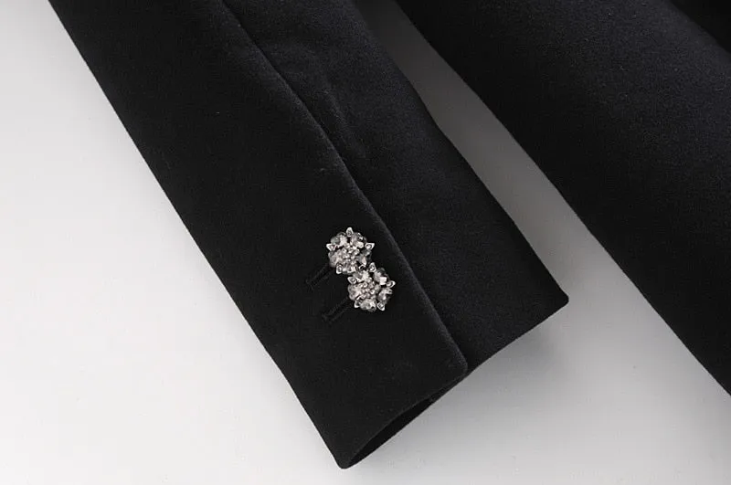 RHINESTONE BUTTONS VELVET BLAZER