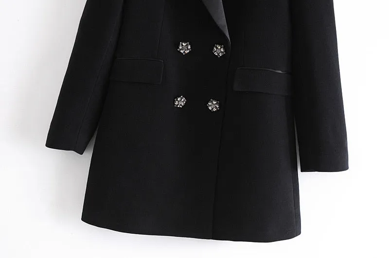 RHINESTONE BUTTONS VELVET BLAZER