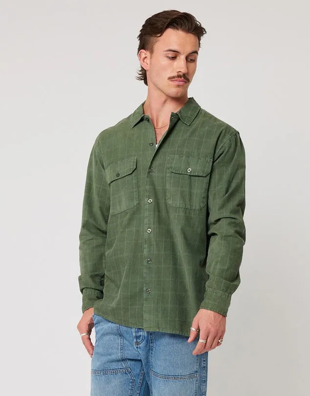 Rollas Ezy Cord LS Shirt Thyme