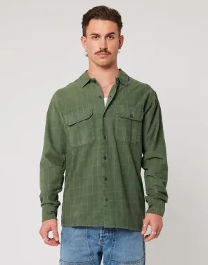 Rollas Ezy Cord LS Shirt Thyme