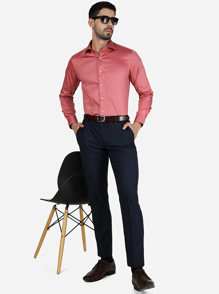 Ruby Pink Solid Slim Fit Party Wear Shirt | Wyre