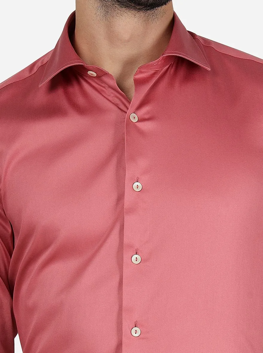 Ruby Pink Solid Slim Fit Party Wear Shirt | Wyre