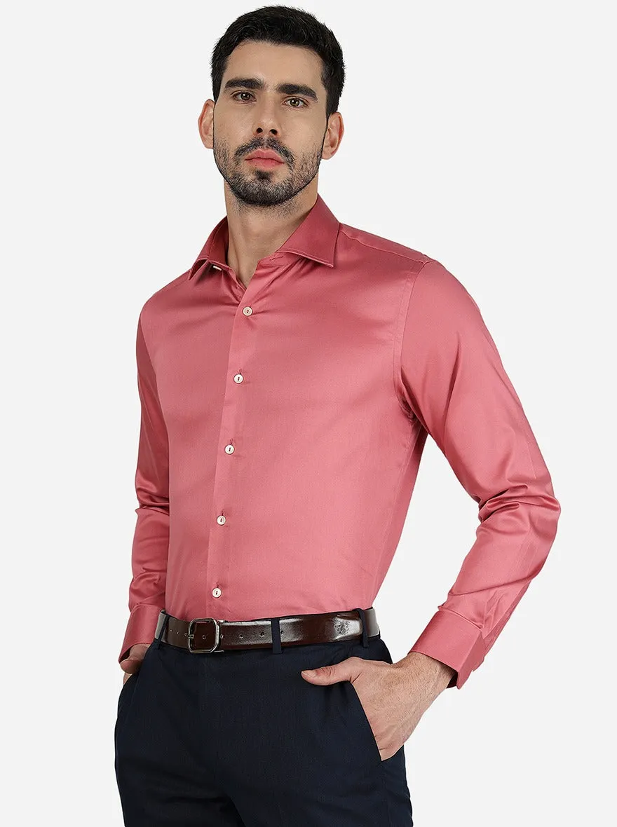 Ruby Pink Solid Slim Fit Party Wear Shirt | Wyre