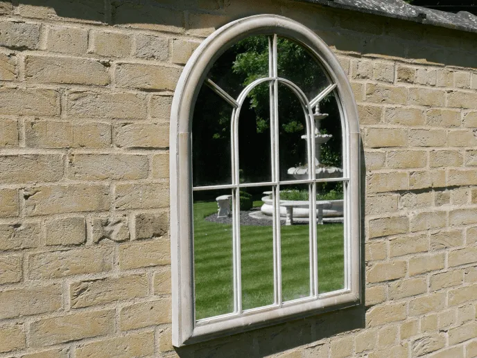 Rustic Metal Arch Garden Mirror