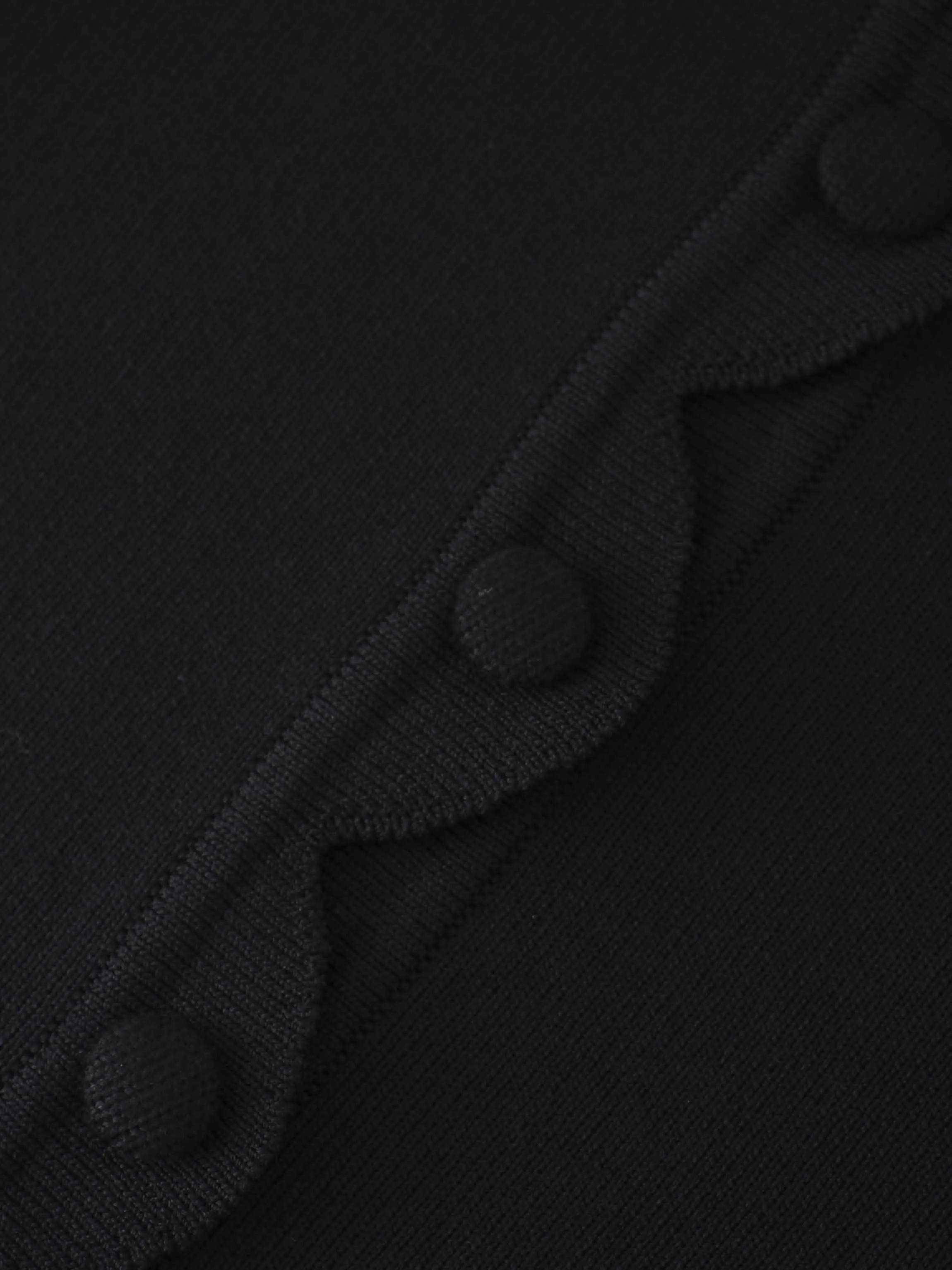 Scallop Edge Crew Cardigan-Black