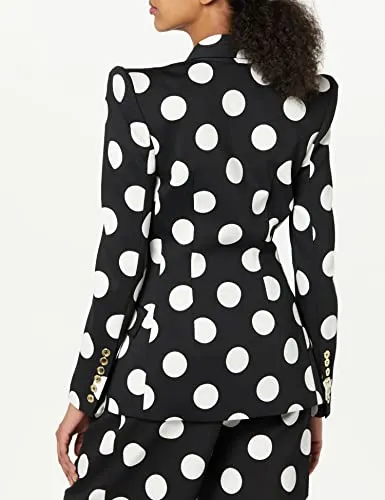 Sergio Hudson, Double Breast Polka Dot Blazer, 2, Onyx & Ivory