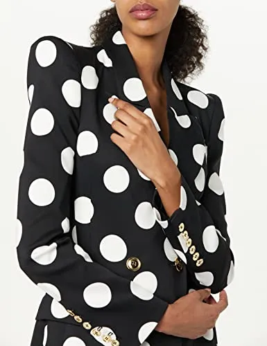 Sergio Hudson, Double Breast Polka Dot Blazer, 2, Onyx & Ivory