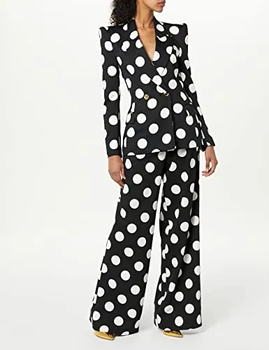 Sergio Hudson, Double Breast Polka Dot Blazer, 2, Onyx & Ivory