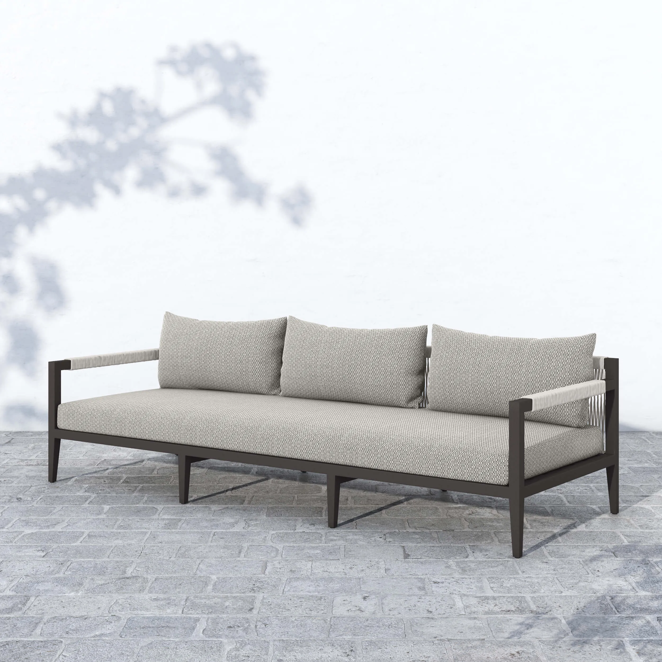 Sherwood 93" Outdoor Sofa, Faye Ash/Bronze
