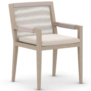 Sherwood Outdoor Dining Arm Chair, Faye Sand/Washed Brown, Set of 2