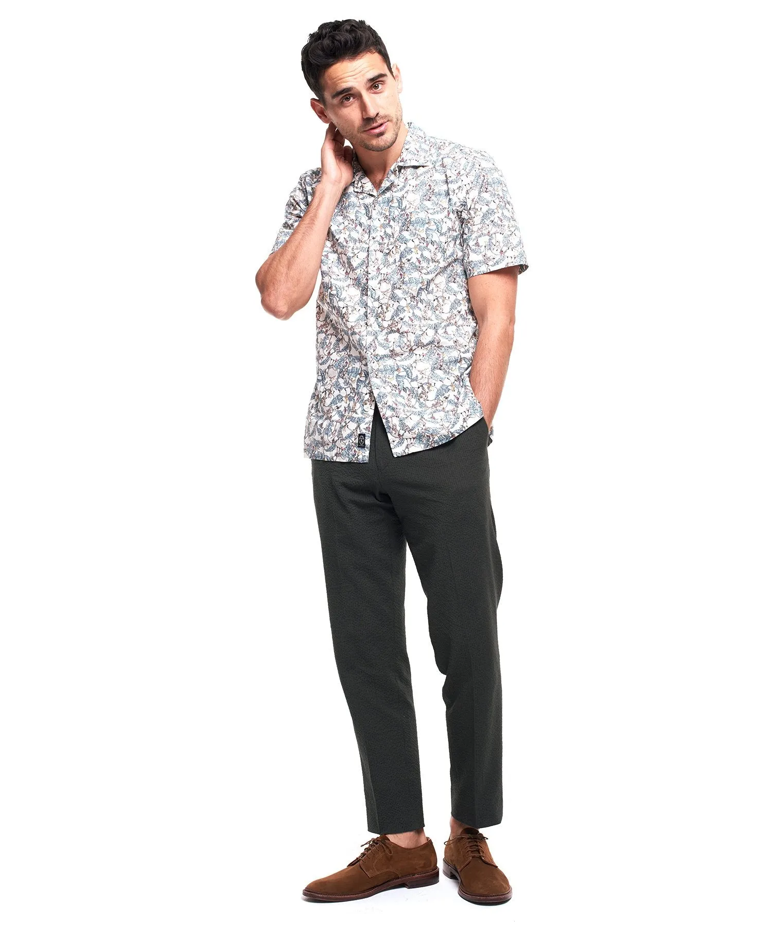 Short Sleeve Liberty Print Treetop Camp Collar Shirt