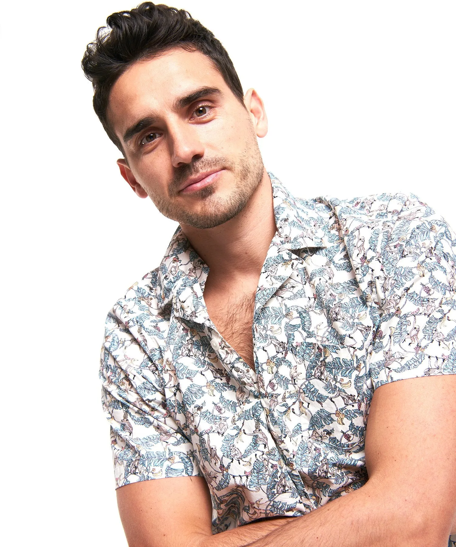 Short Sleeve Liberty Print Treetop Camp Collar Shirt
