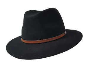 Stanton 'Laurence' Italian Made Foldable Wool Felt Fedora in Black