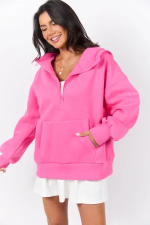 Stop and Go Pink Oversized Hooded Pullover SALE