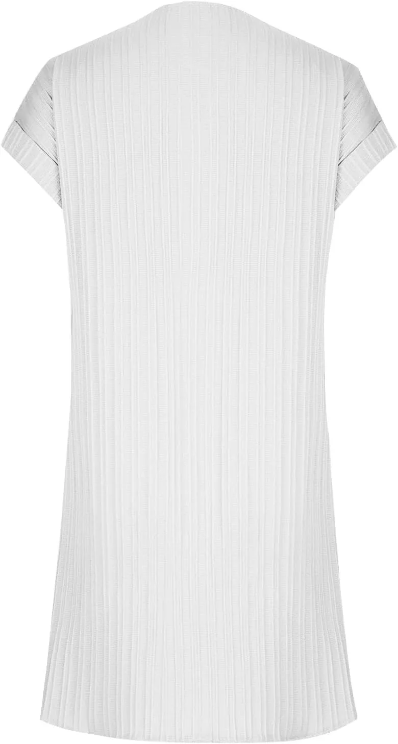 TARIENDY Womens Short Sleeve Dress Loose Fit V Neck Dresses Casual Summer Comfy Sundress Plain Beach Vacation Outfits 2025