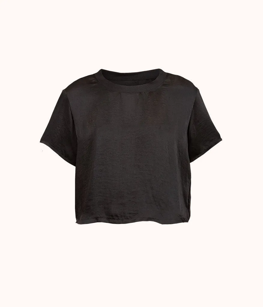 The Washable Matte Satin Tee: Jet Black