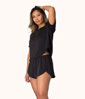 The Washable Matte Satin Tee: Jet Black