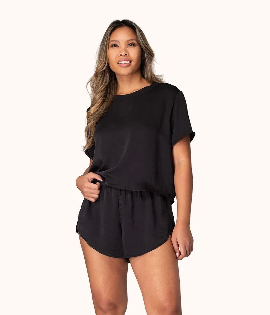 The Washable Matte Satin Tee: Jet Black