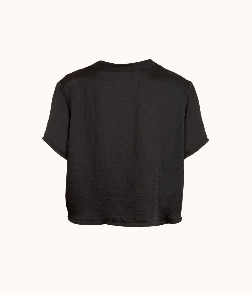The Washable Matte Satin Tee: Jet Black