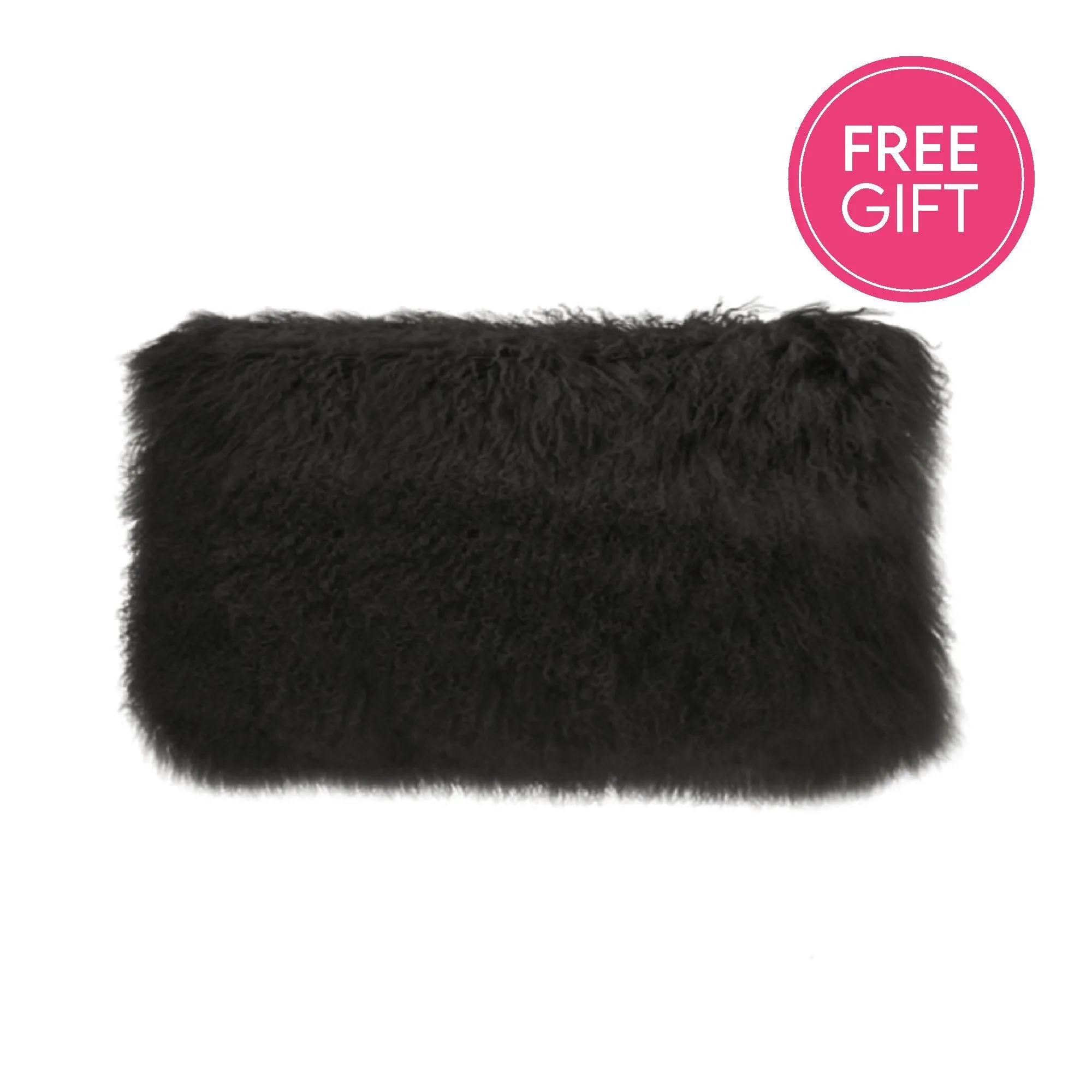 Tibetan Fur Lumbar Cushion - Black
