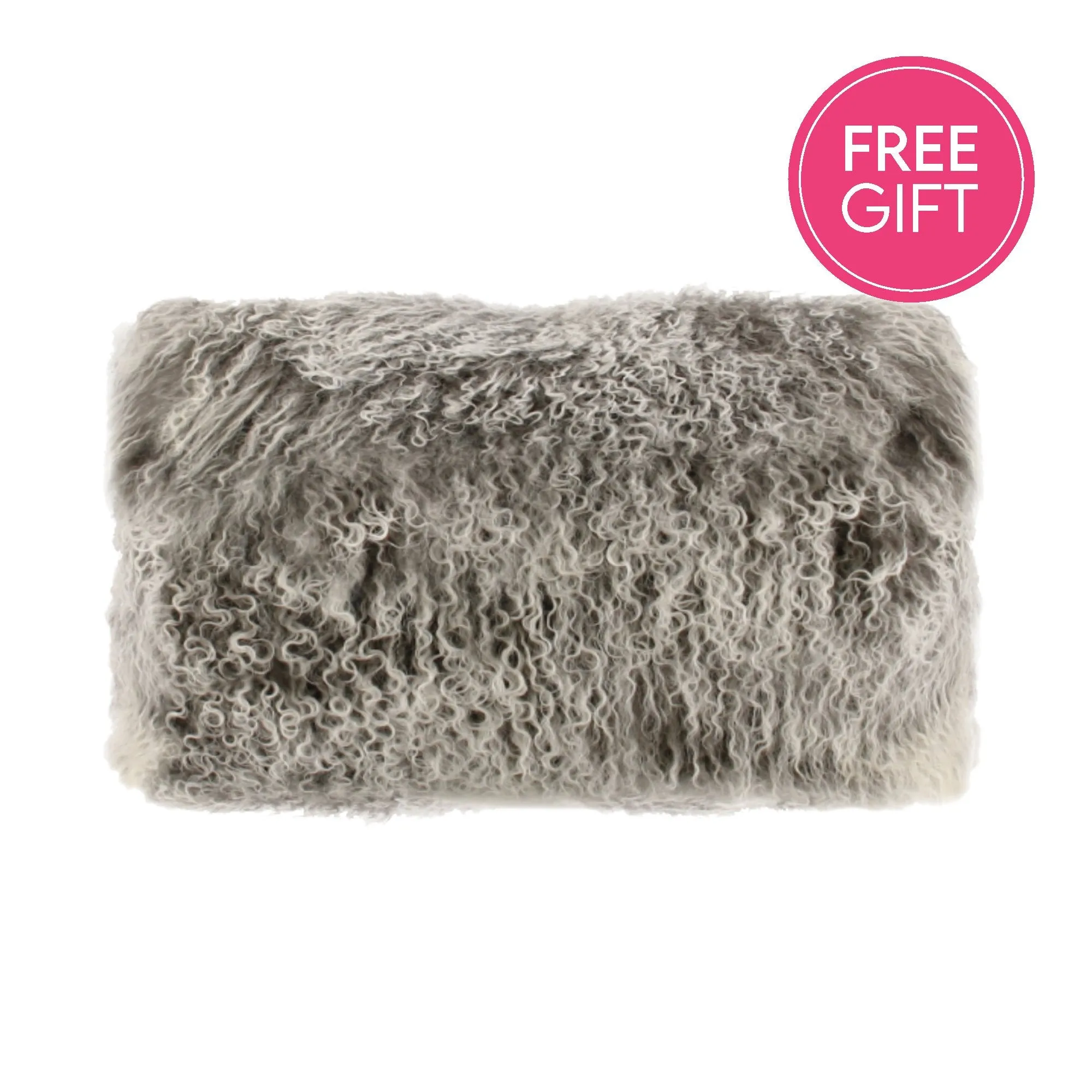 Tibetan Fur Lumbar Cushion - Charcoal Snowflake