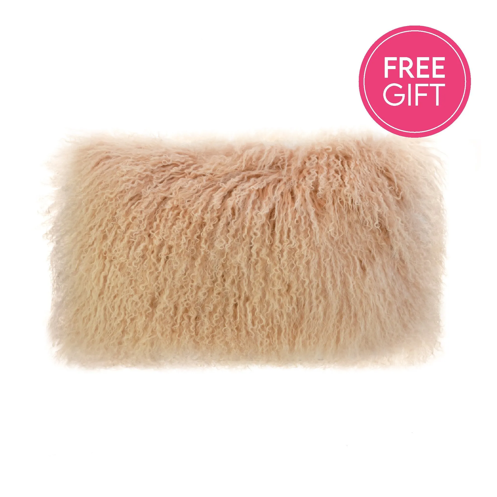Tibetan Fur Lumbar Cushion - Nude