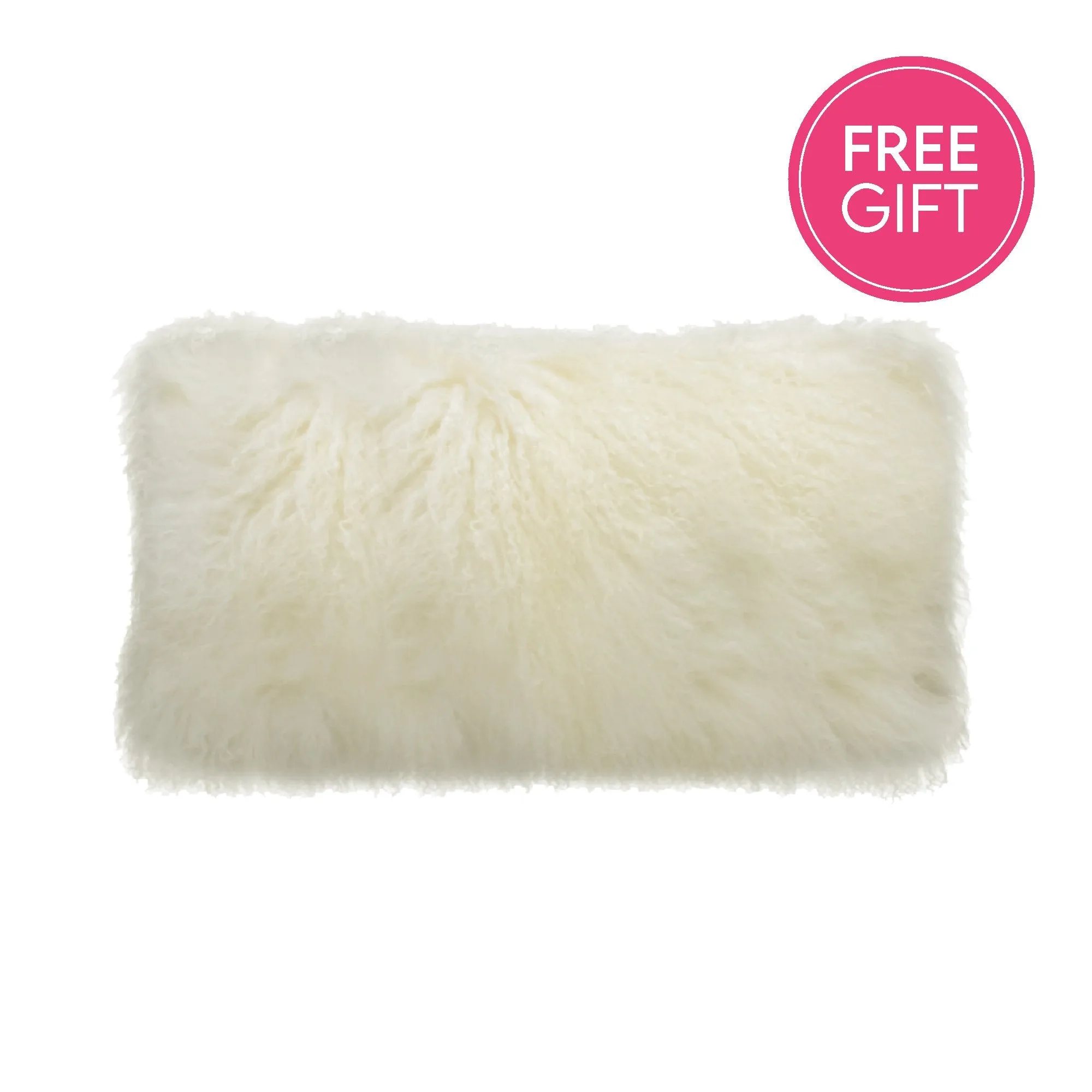 Tibetan Fur Lumbar Cushion - White