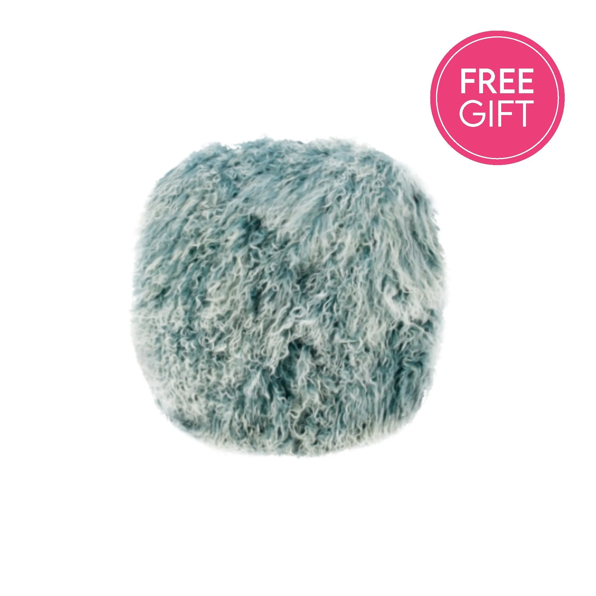 Tibetan Fur Round Cushion - Blue Snowflake