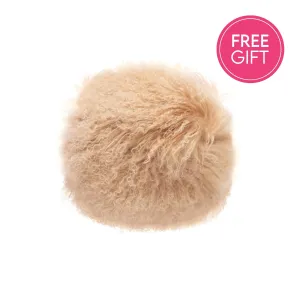 Tibetan Fur Round Cushion - Nude