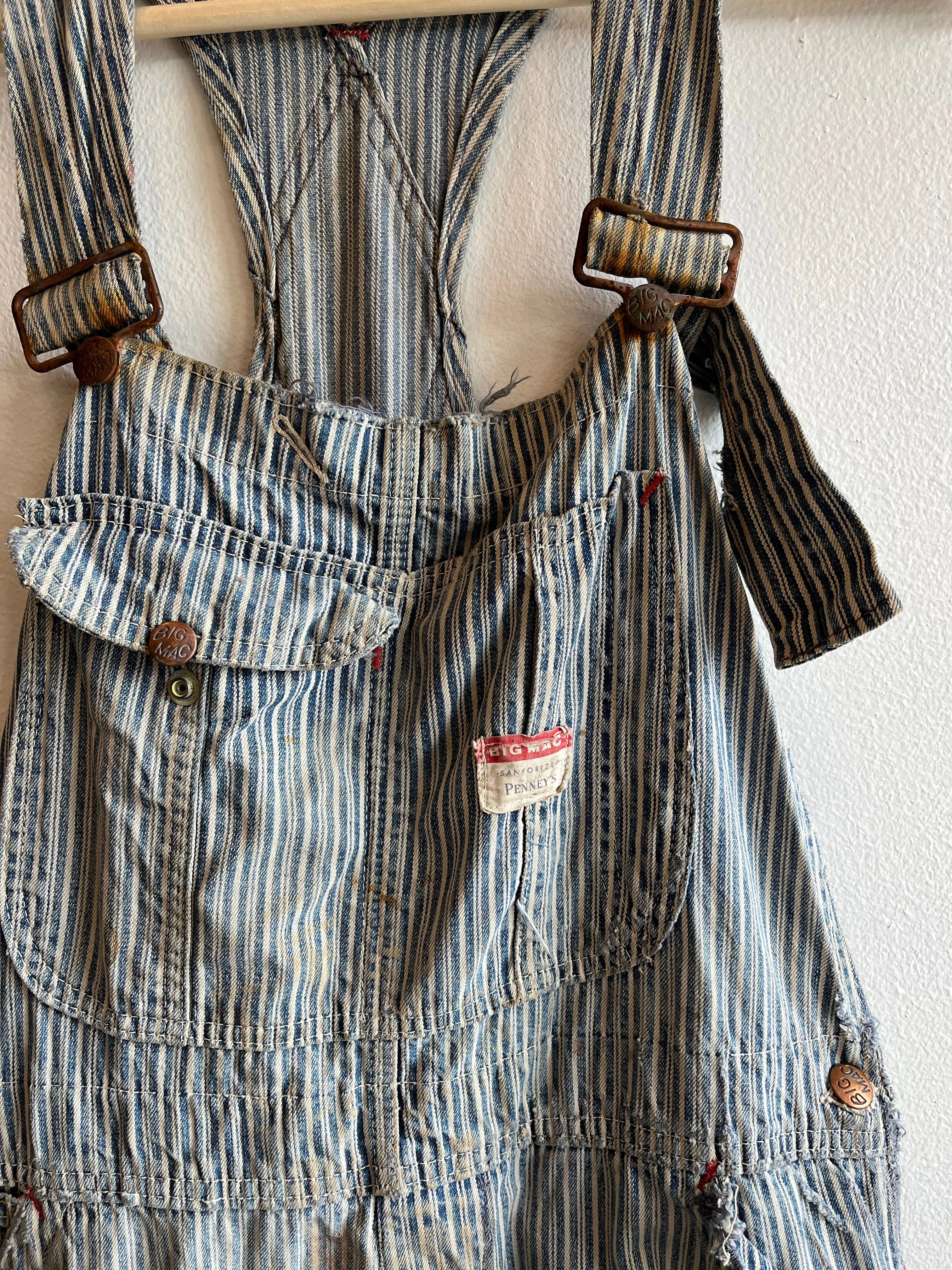 Vintage 1950s Big Mac Liberty Stripe Denim Overalls