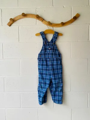 Vintage Blue Plaid Overalls, 3-4 years