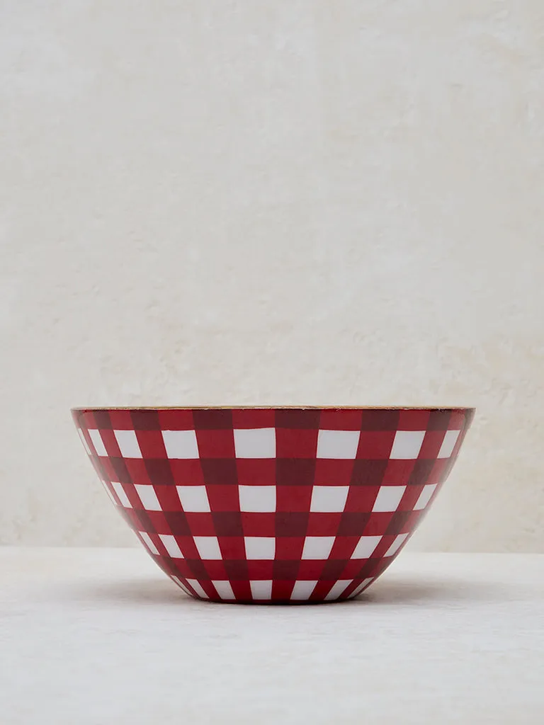 Westside Home Red Gingham Checkered Bowl