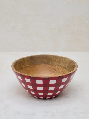 Westside Home Red Gingham Checkered Bowl
