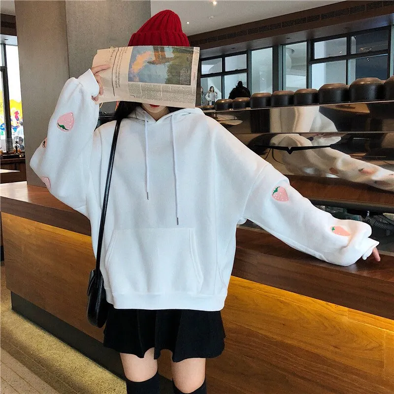 Winter Korean Streetwear Women Hoodies Pullover
