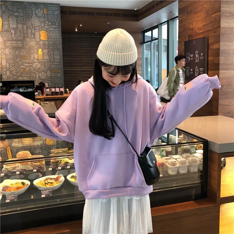 Winter Korean Streetwear Women Hoodies Pullover