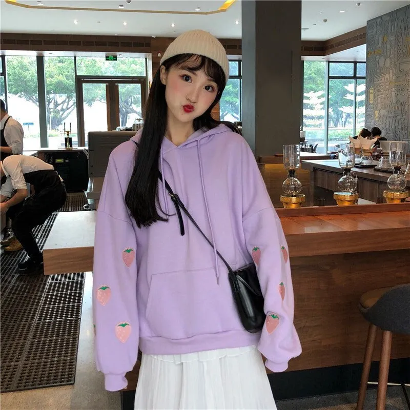 Winter Korean Streetwear Women Hoodies Pullover