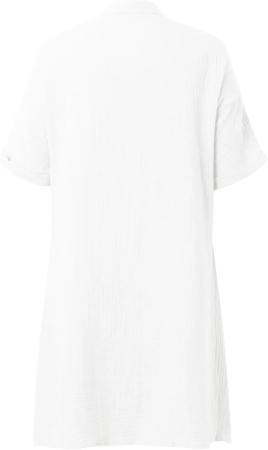 Womens Button Down Shirt Dress Summer Cotton Linen Dress V-Neck Mini Dress Casual Short Sleeve Loose Tunic Dresses